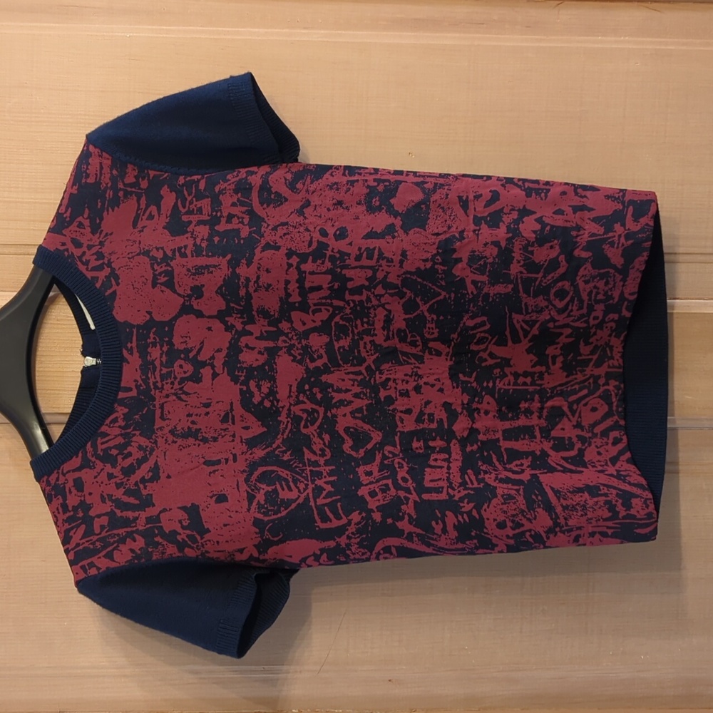 Carven graffiti merino sweater cap sleeves